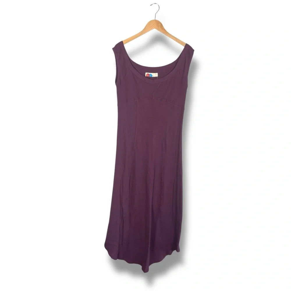 Free People Beach Ash Midi Dress Cotton Mauve Wine M Empire Waist Vacation NWT
